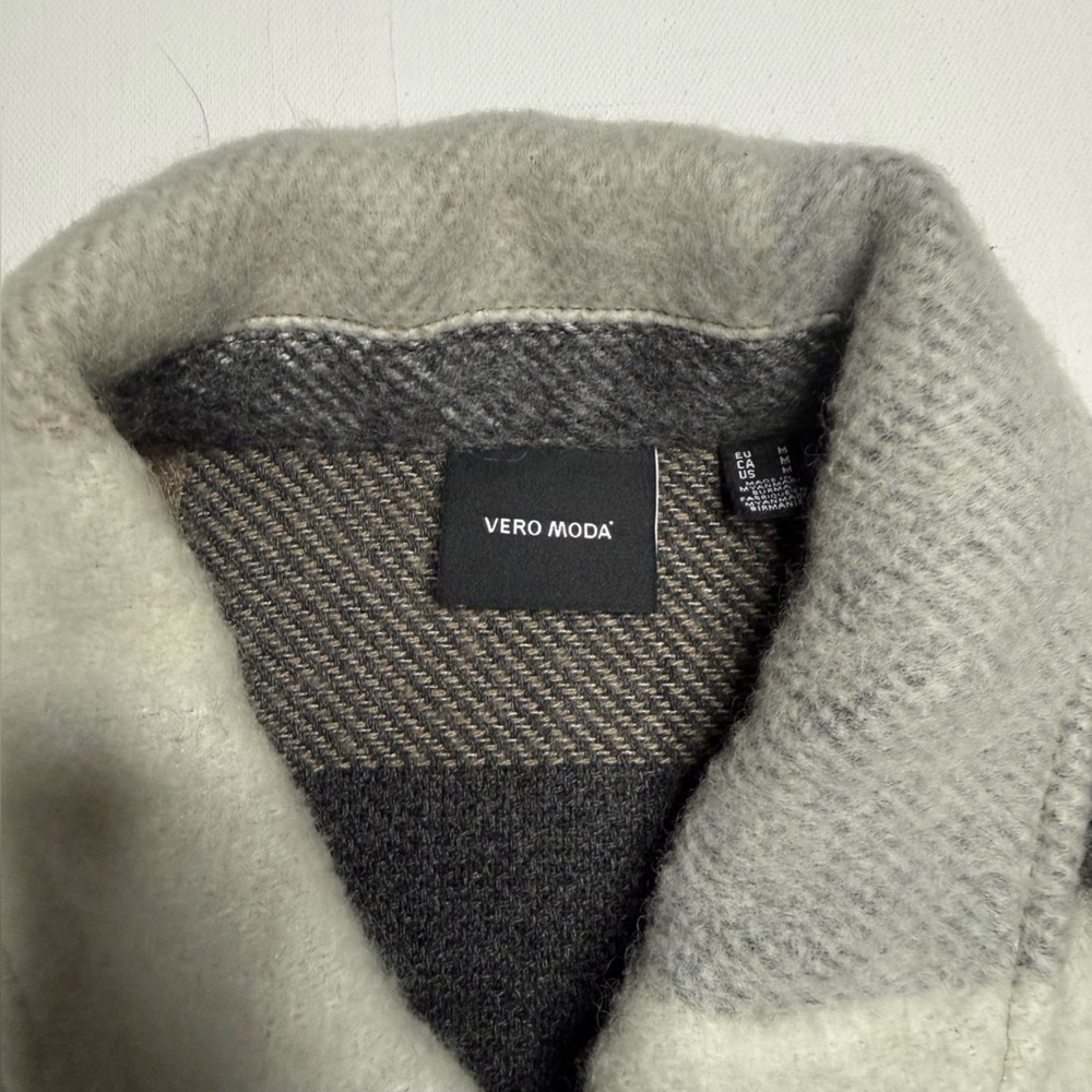 Vero Moda Fringe Striped Plaid Shacket Overcoat Oversized - Picture 5 of 6